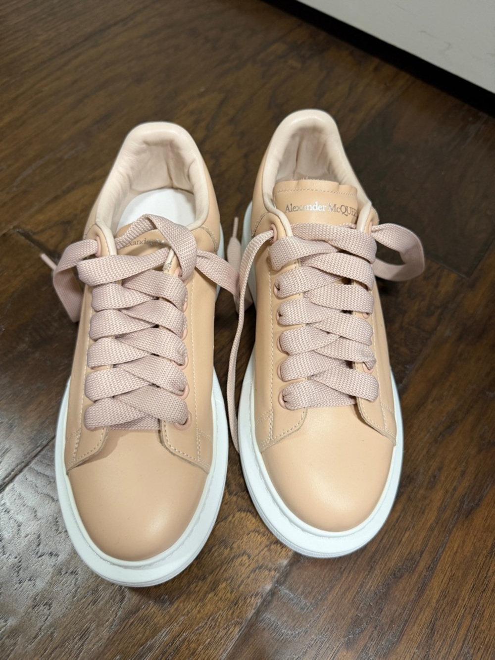 Alexander McQueen Blush Nude Platform Leather Sneakers